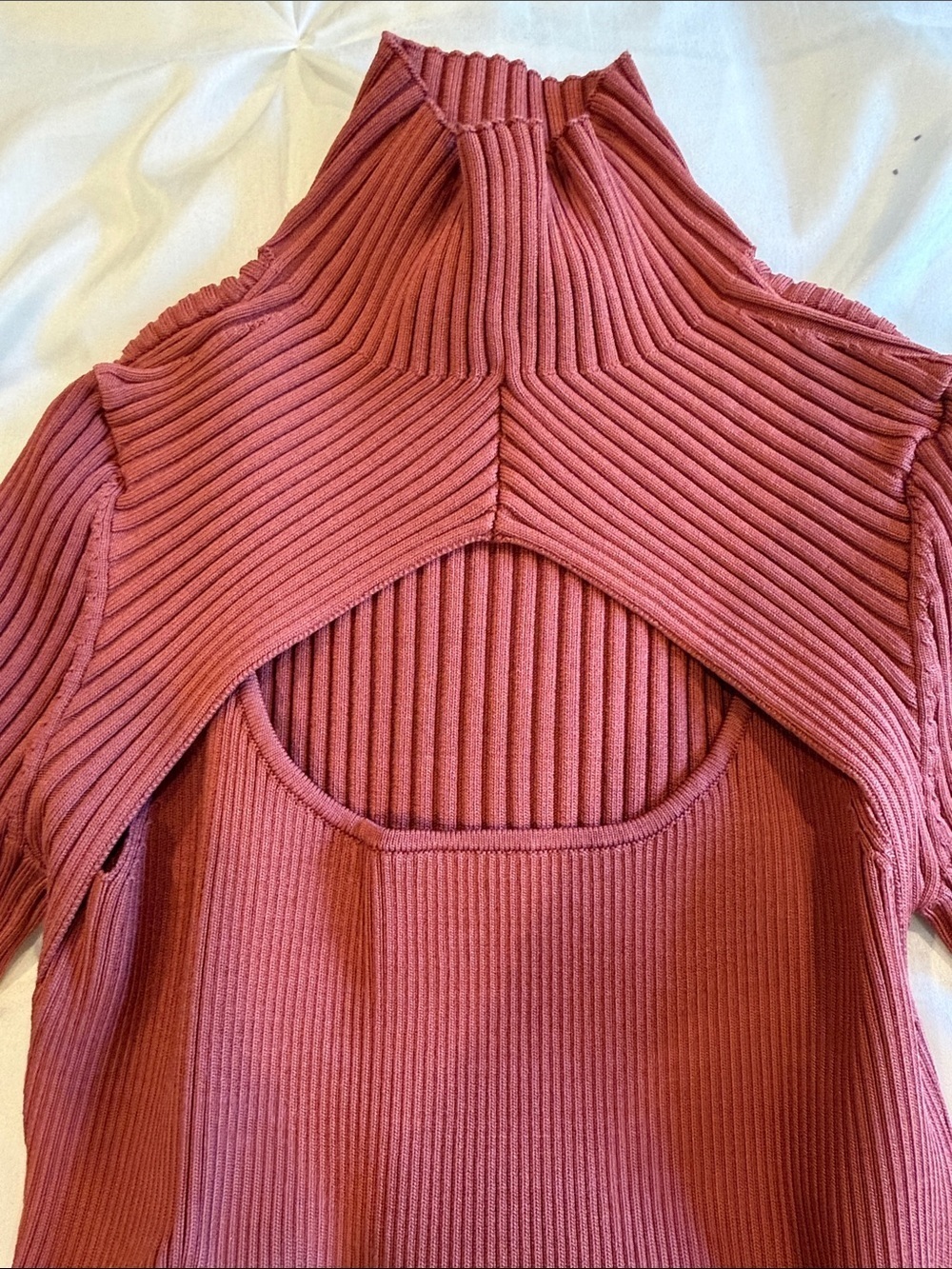 JOHNATHAN SIMKHAI Ribbed Cutout Long Sleeve Top Size XS - Picture 3 of 7